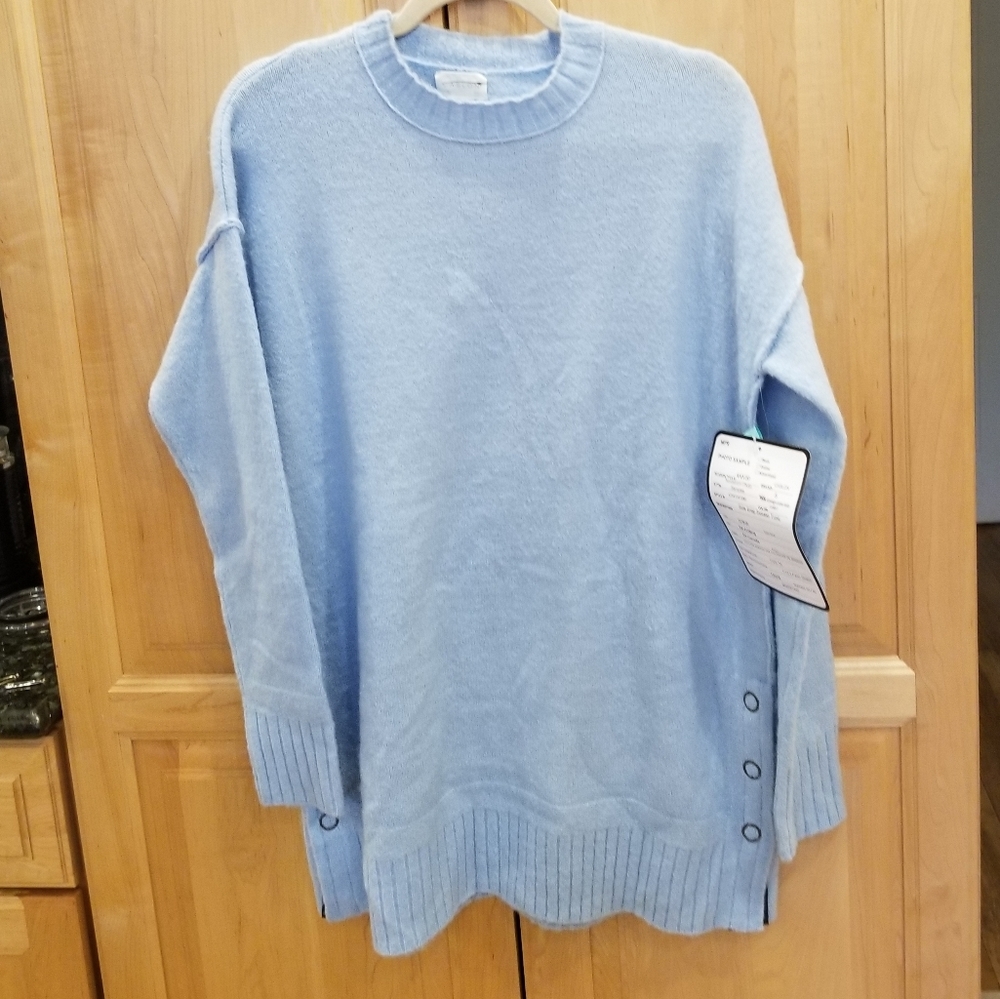 Caslon Side Snap Sweater Tunic Blue SZ S NWT